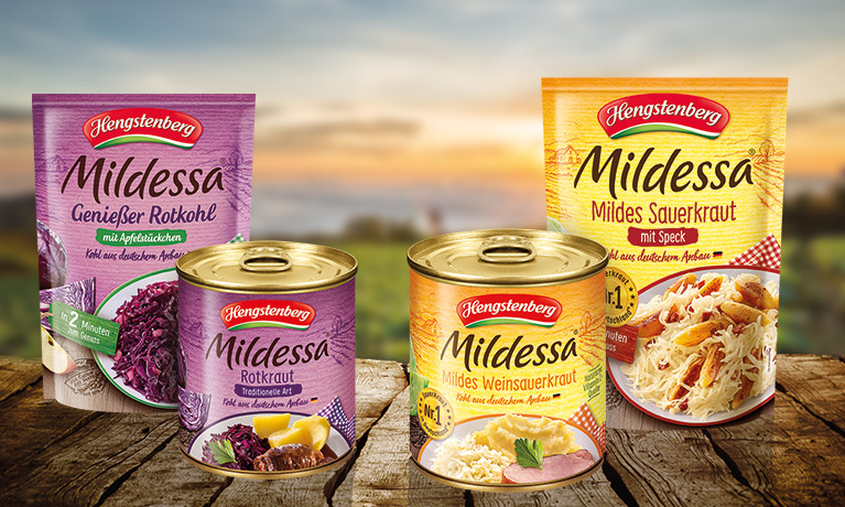 Cuatro productos de col Mildessa.